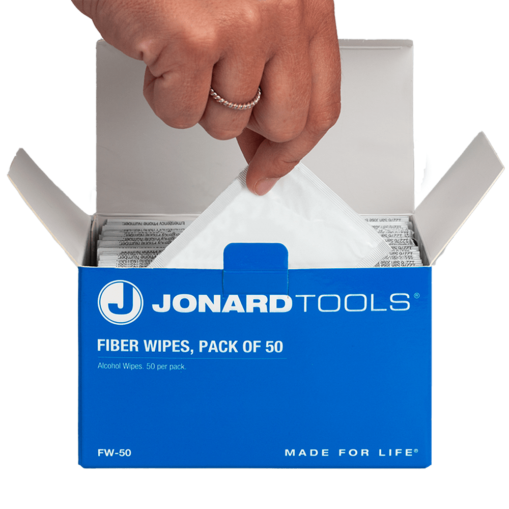 Toallitas Húmedas Para Fibra Óptica (Paquete de 50) | Jonard Tools | FW-50