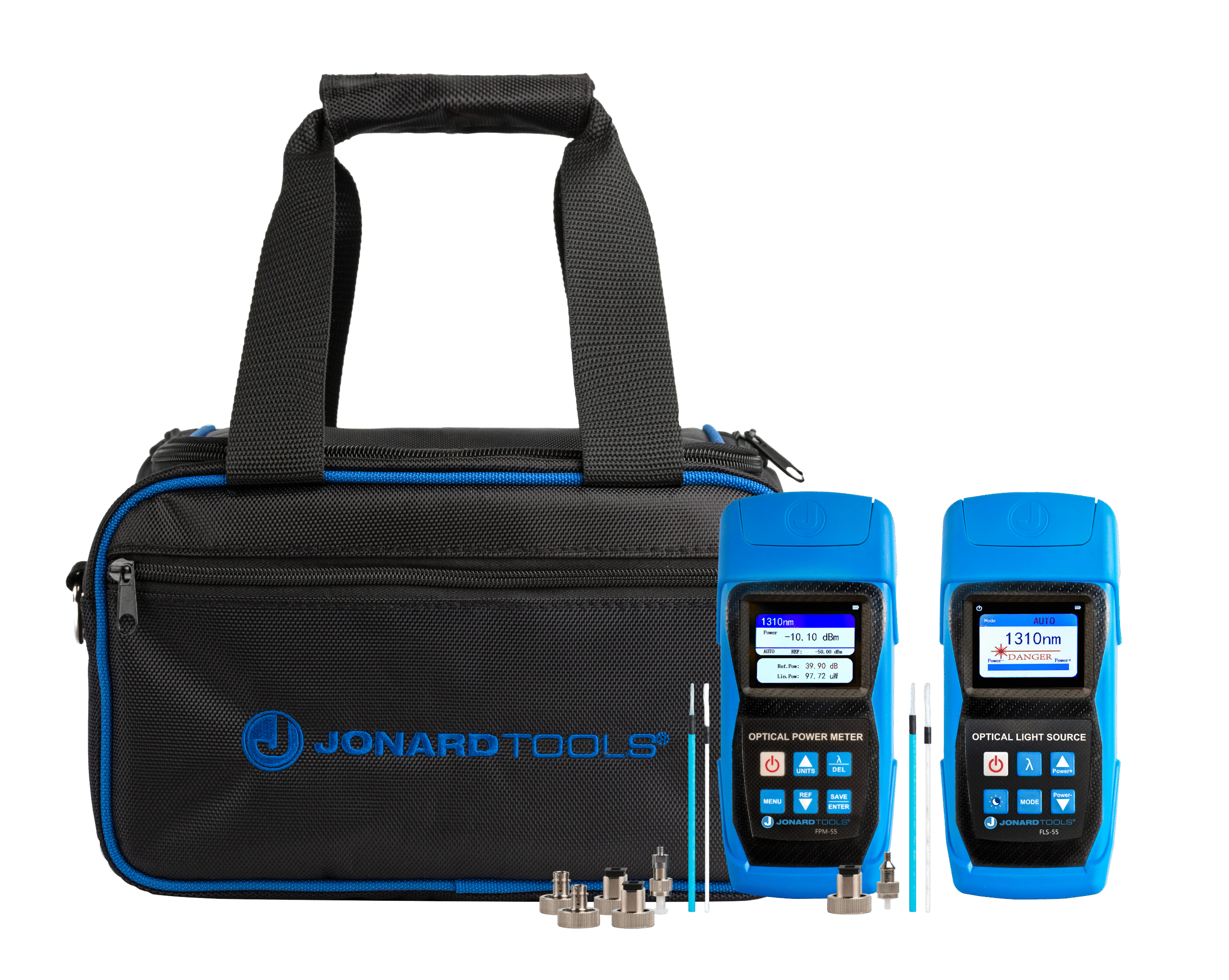 Medidor de potencia de fibra con almacenamiento de datos y kit de fuente de luz óptica SM/MM | Jonard Tools | FPL-5555
